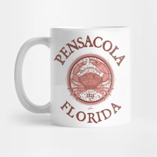 Pensacola, Florida, with Stone Crab on Wind Rose Mug